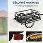 Voir la diapositive 5 : HOMCOM Remorque vélo remorque de transport pour vélo pliable 70L 139L x 71,5l x 49H cm barre d'attelage universelle acier noir