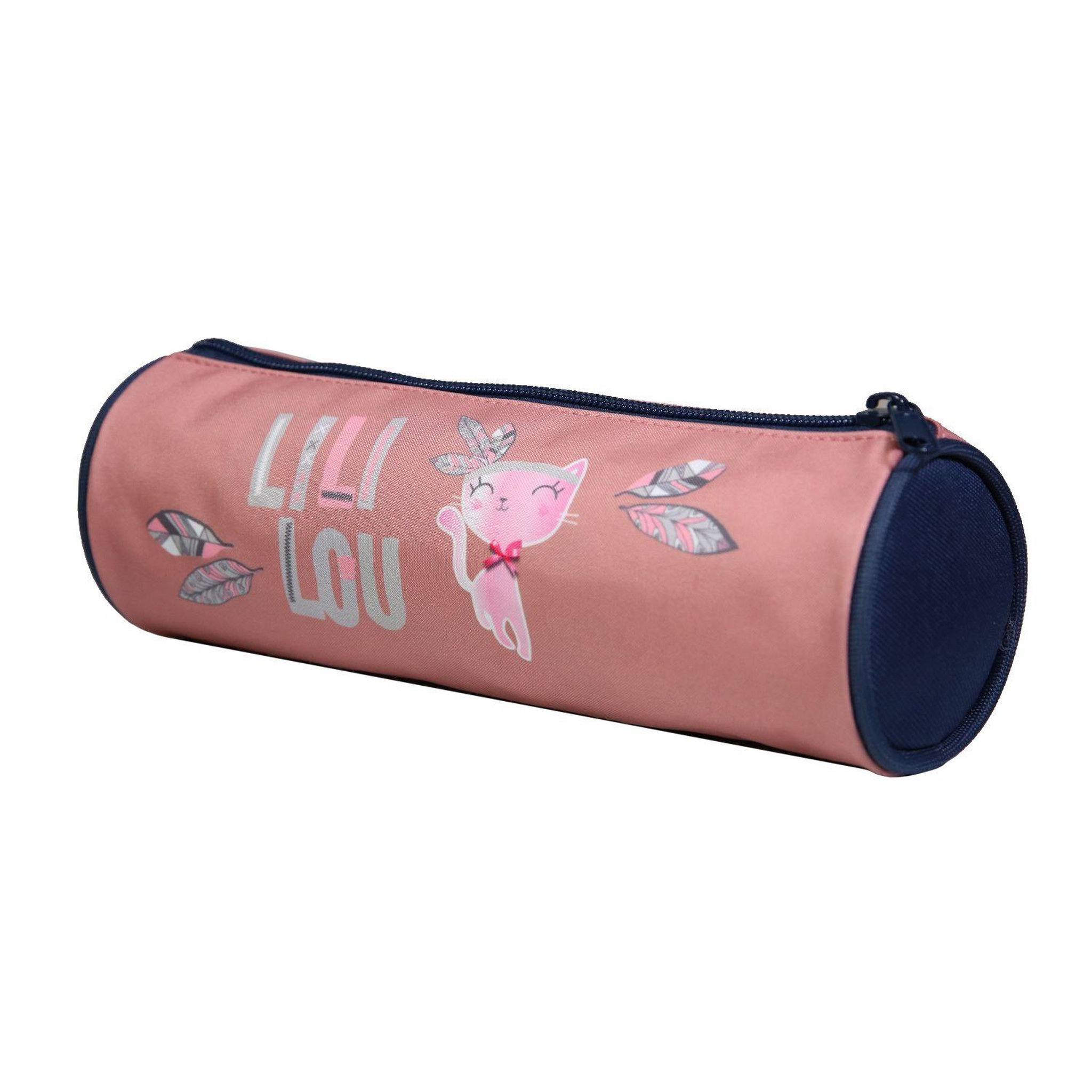 Voir la diapositive 2 : Bagtrotter BAGTROTTER Trousse scolaire ronde Lili Lou Rose Plumes