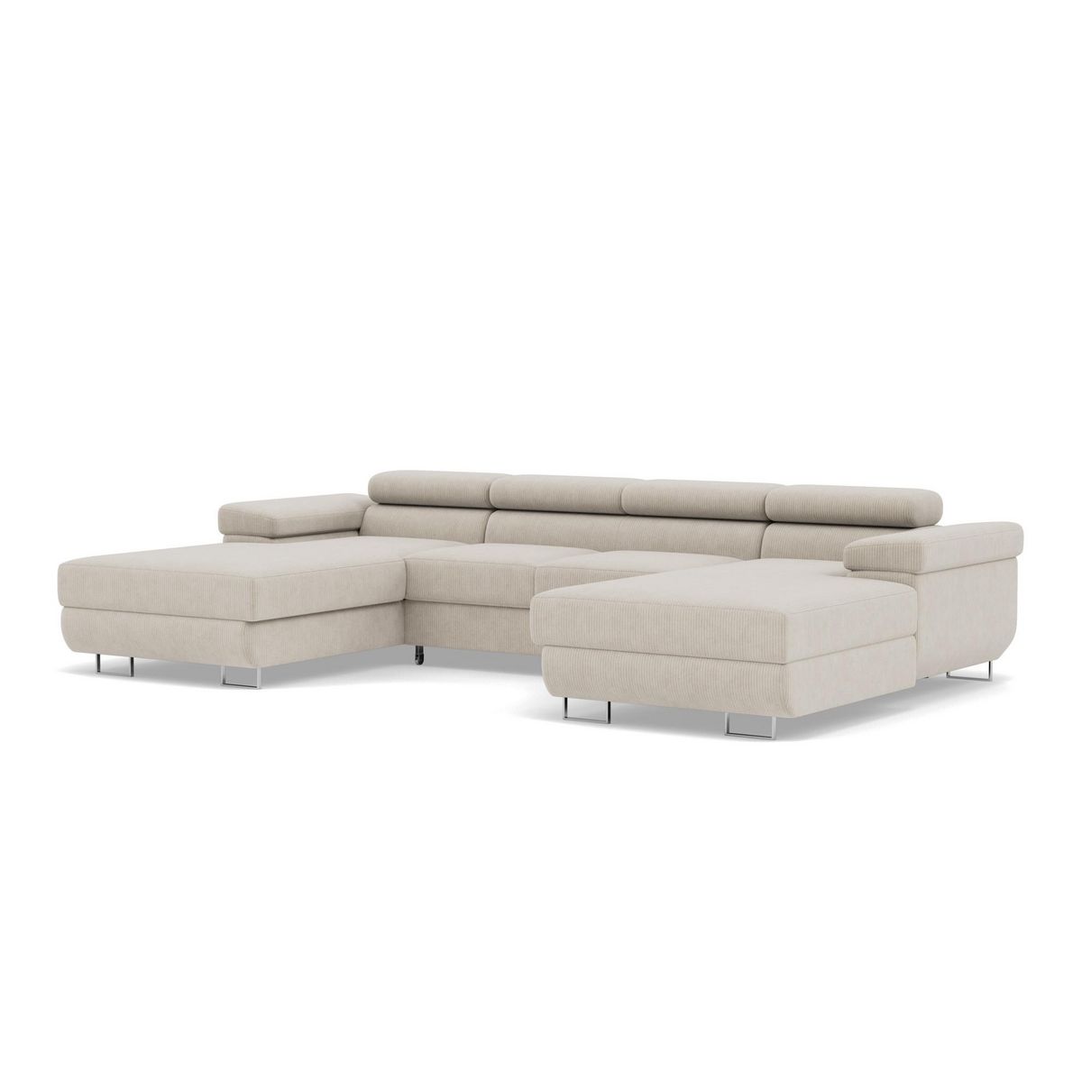 BEST MOBILIER Pablo - canapé panoramique en u - 7 places - convertible avec coffres et têtières réglables - en velours côtelé