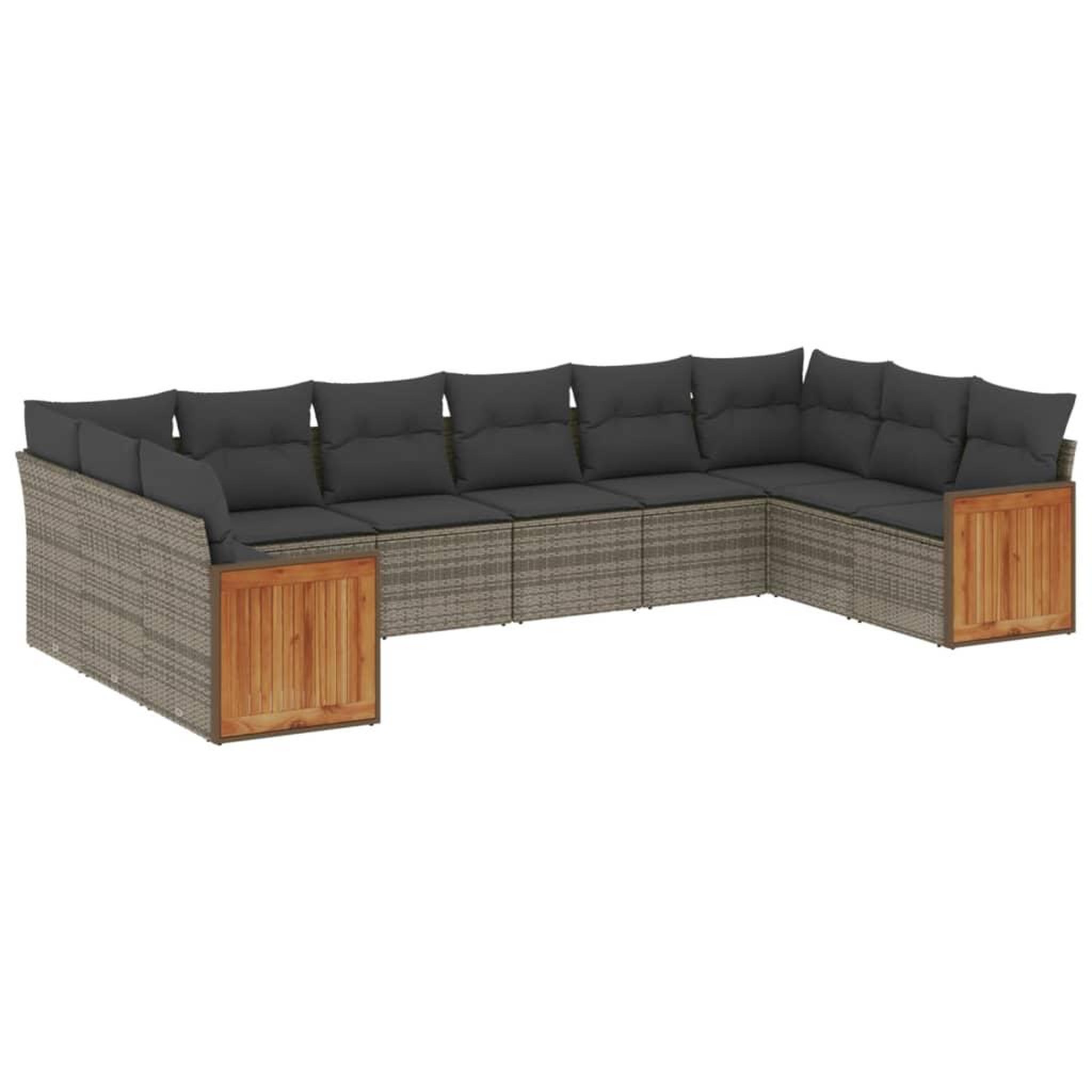 Voir la diapositive 2 : VIDAXL Salon de jardin avec coussins 10 pcs gris resine tressee