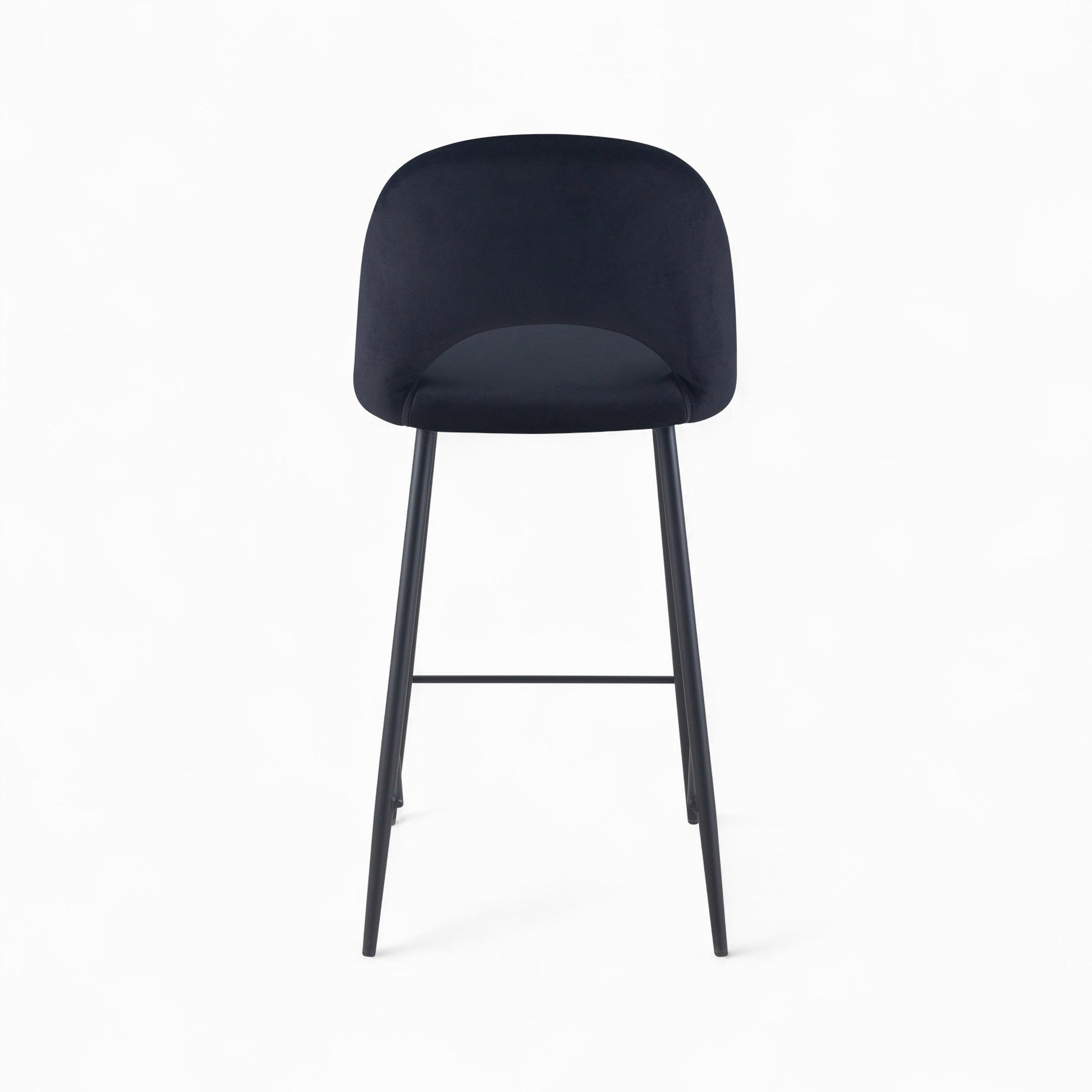 Voir la diapositive 5 : MAISON PAVANE Pack 2 chaises et 2 chaises de bar 65 cm en velours noir-pénélope