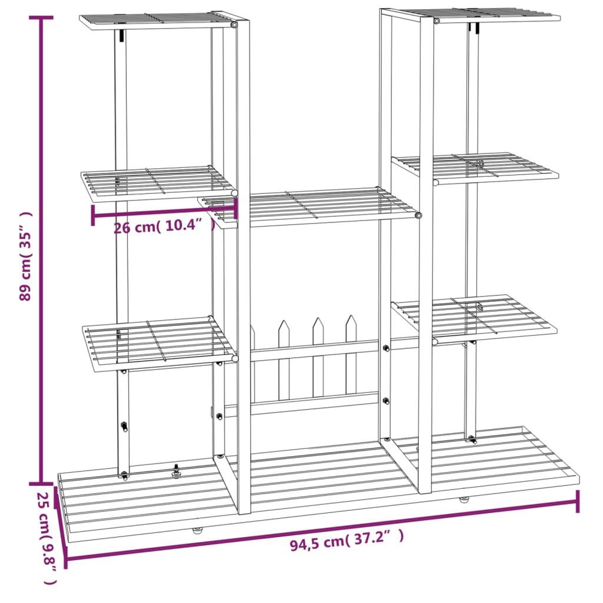 Voir la diapositive 6 : VIDAXL Support a plantes 94,5x25x89 cm Noir Fer