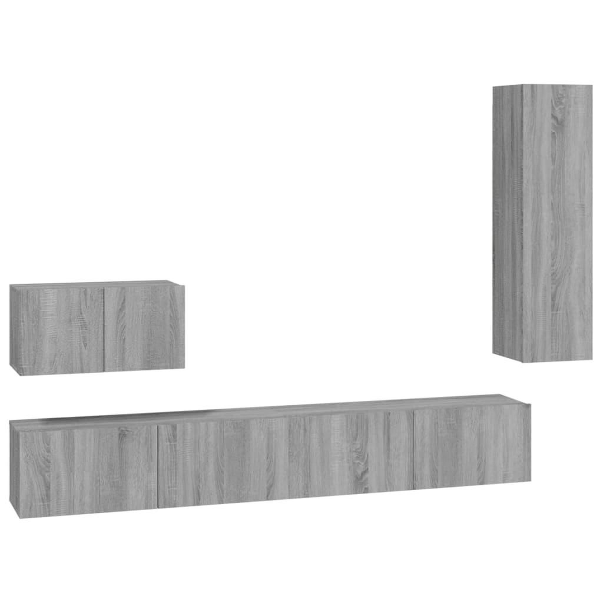Voir la diapositive 2 : VIDAXL Ensemble de meubles TV 4 pcs Sonoma gris Bois d'ingenierie