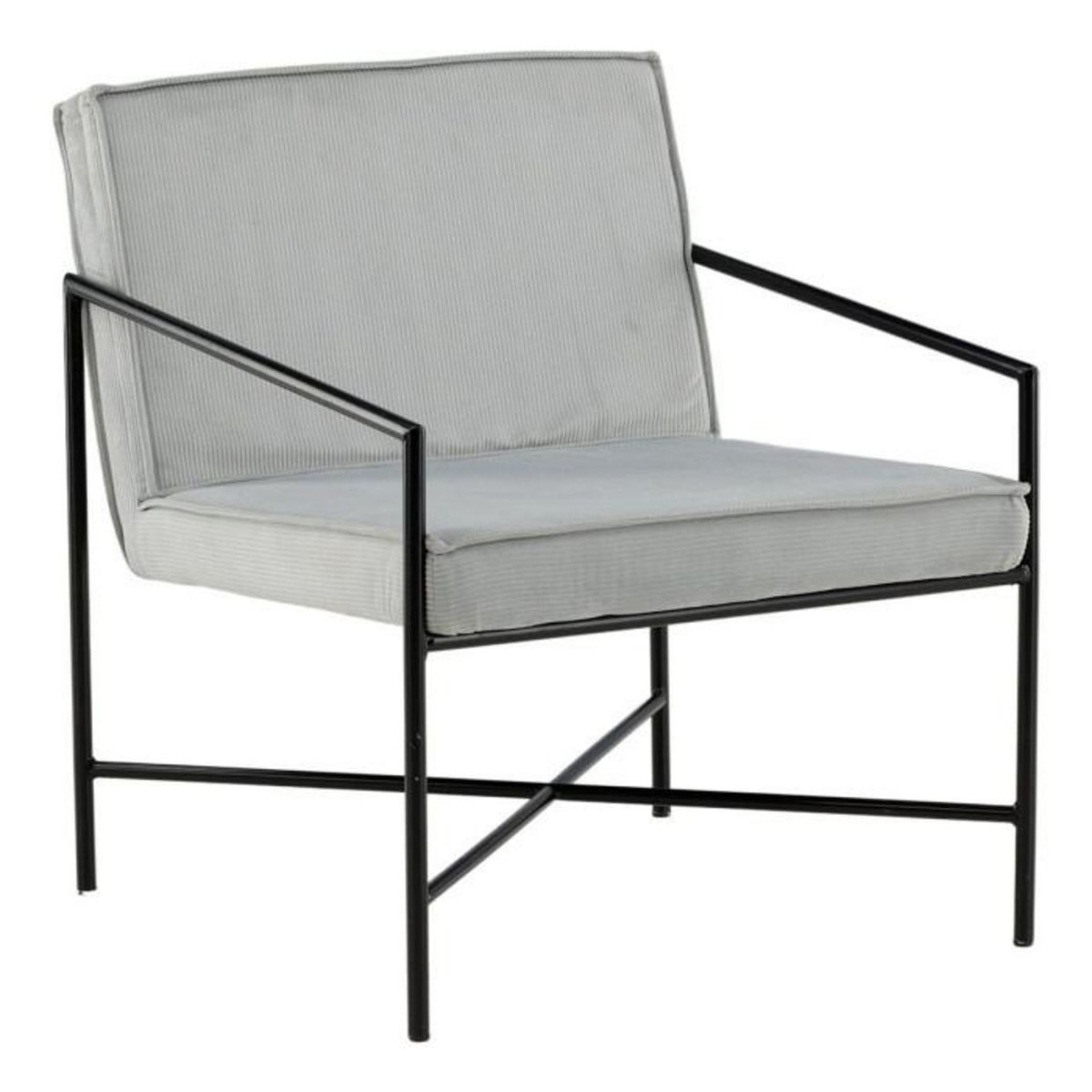 Paris Prix Fauteuil Design Velours Côtelé  Rakel  78cm Gris