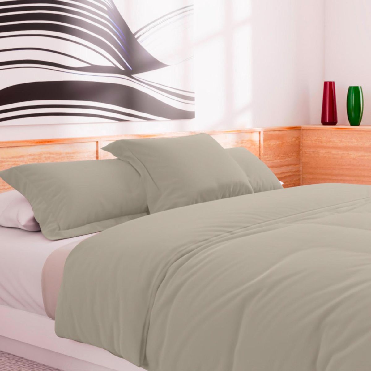 SOLEIL D'OCRE Housse de couette en coton 57 fils UNI, par Soleil d'Ocre