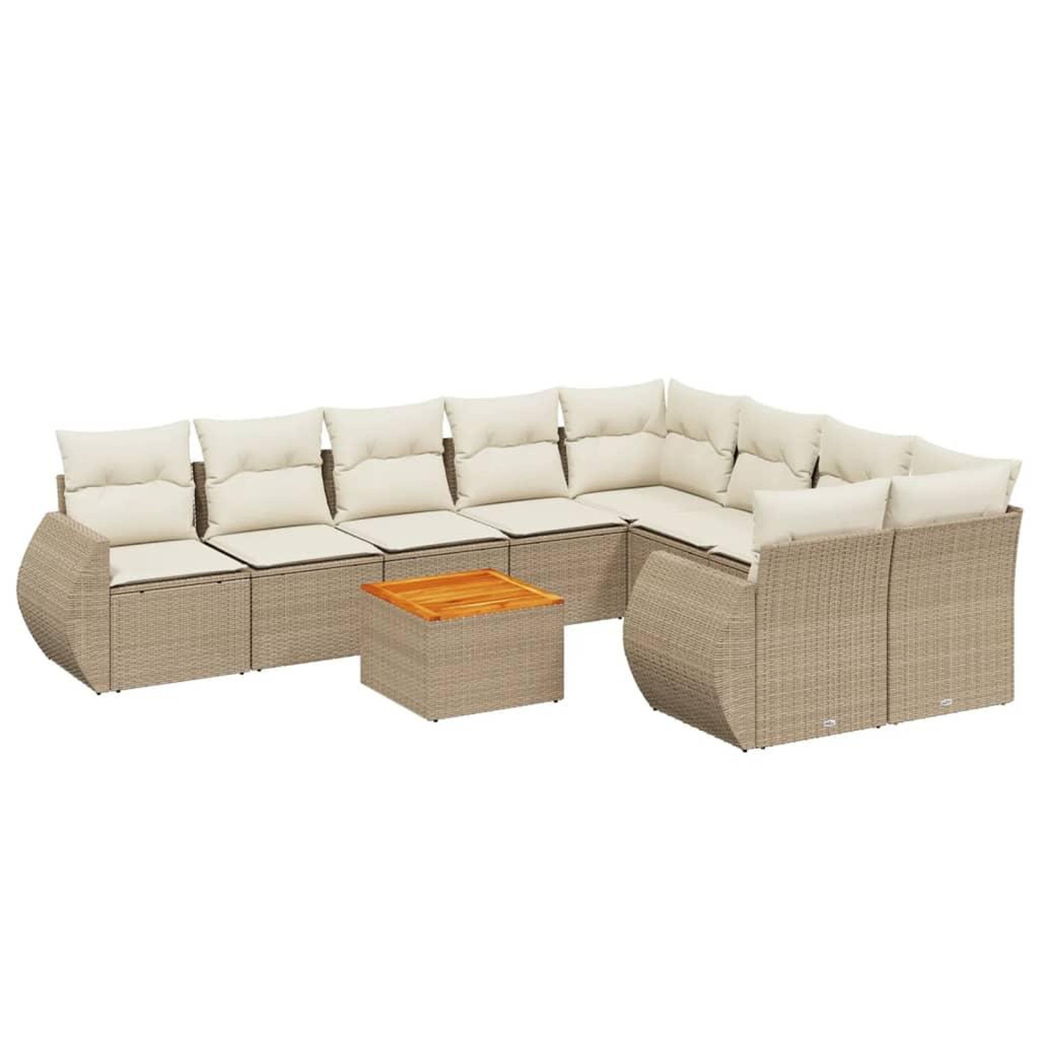 Voir la diapositive 2 : VIDAXL Salon de jardin avec coussins 10 pcs beige resine tressee
