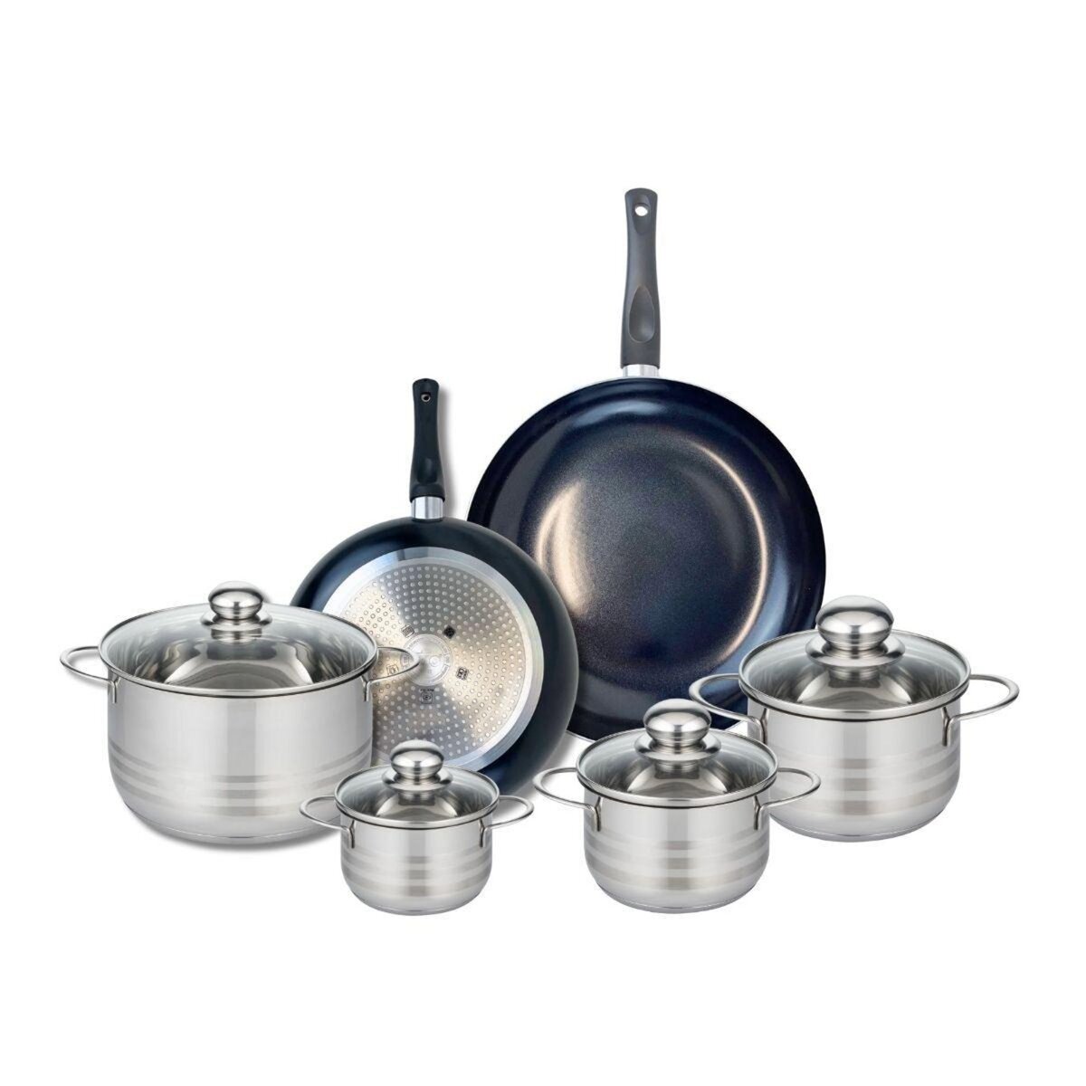 ELO Ensemble de 2 Poêles de cuisson 24 et 28 cm et 4 faitouts 12, 14, 16 et 20 cm Elo Prima Brillant