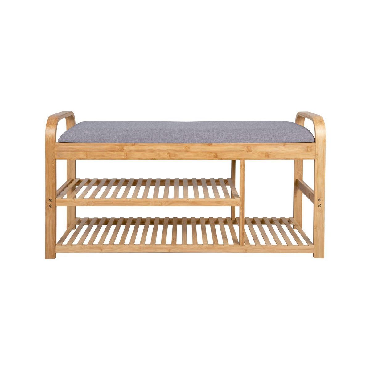 Leitmotiv Banc Arch avec deux étagères en bambou et tissu - Gris