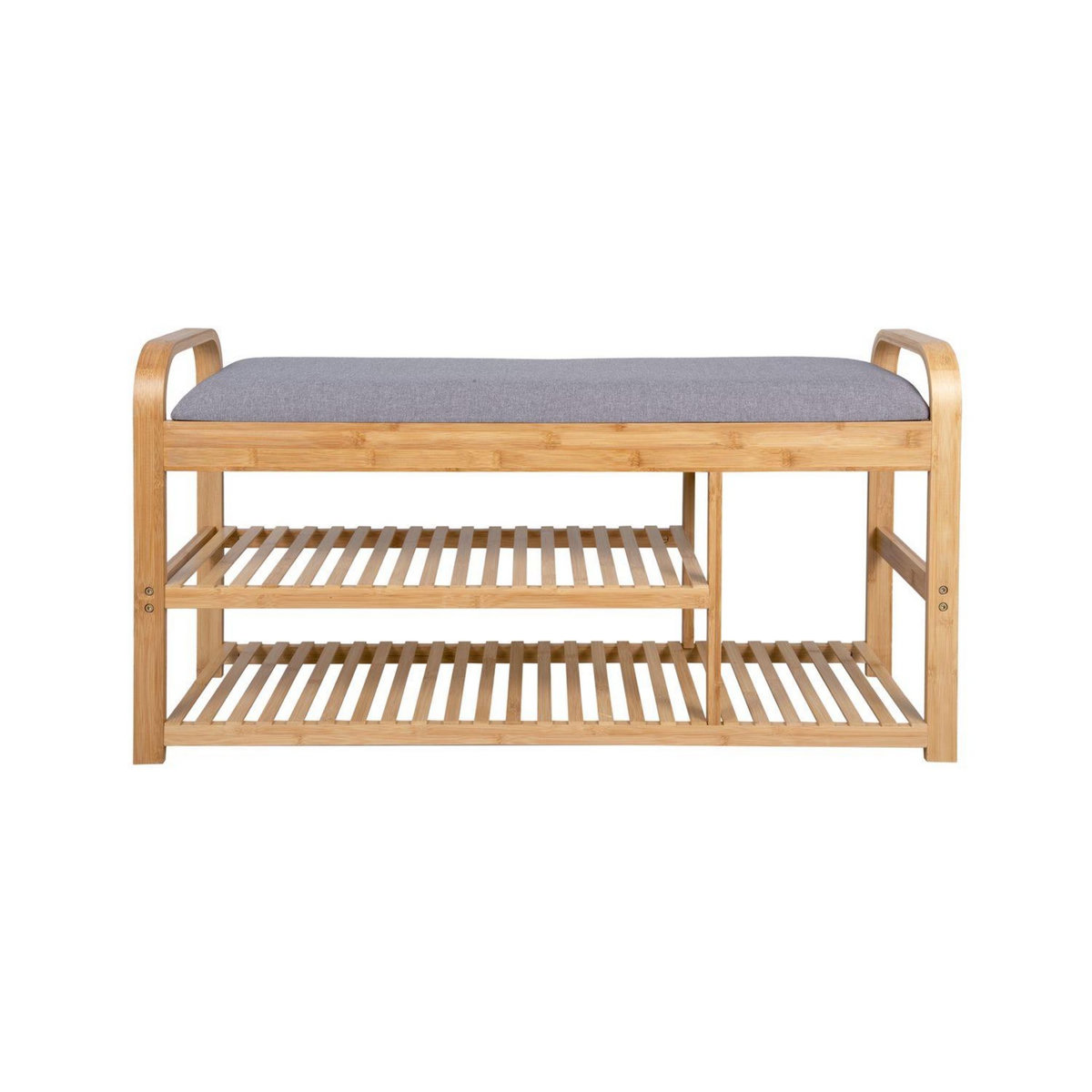 Leitmotiv Banc Arch avec deux étagères en bambou et tissu - Gris