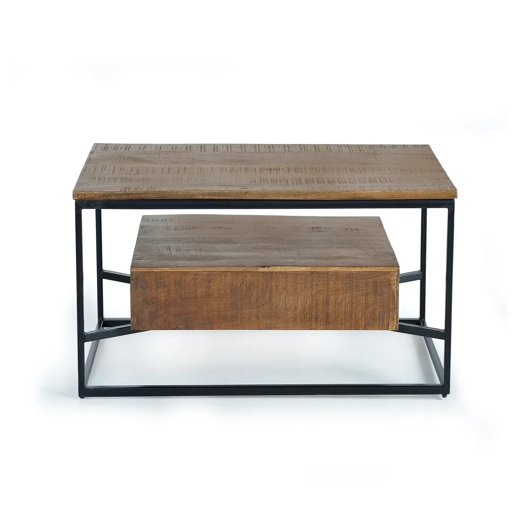 Voir la diapositive 3 : GINER Y COLOMER SL Table basse en bois de manguier 120 cm style industriel