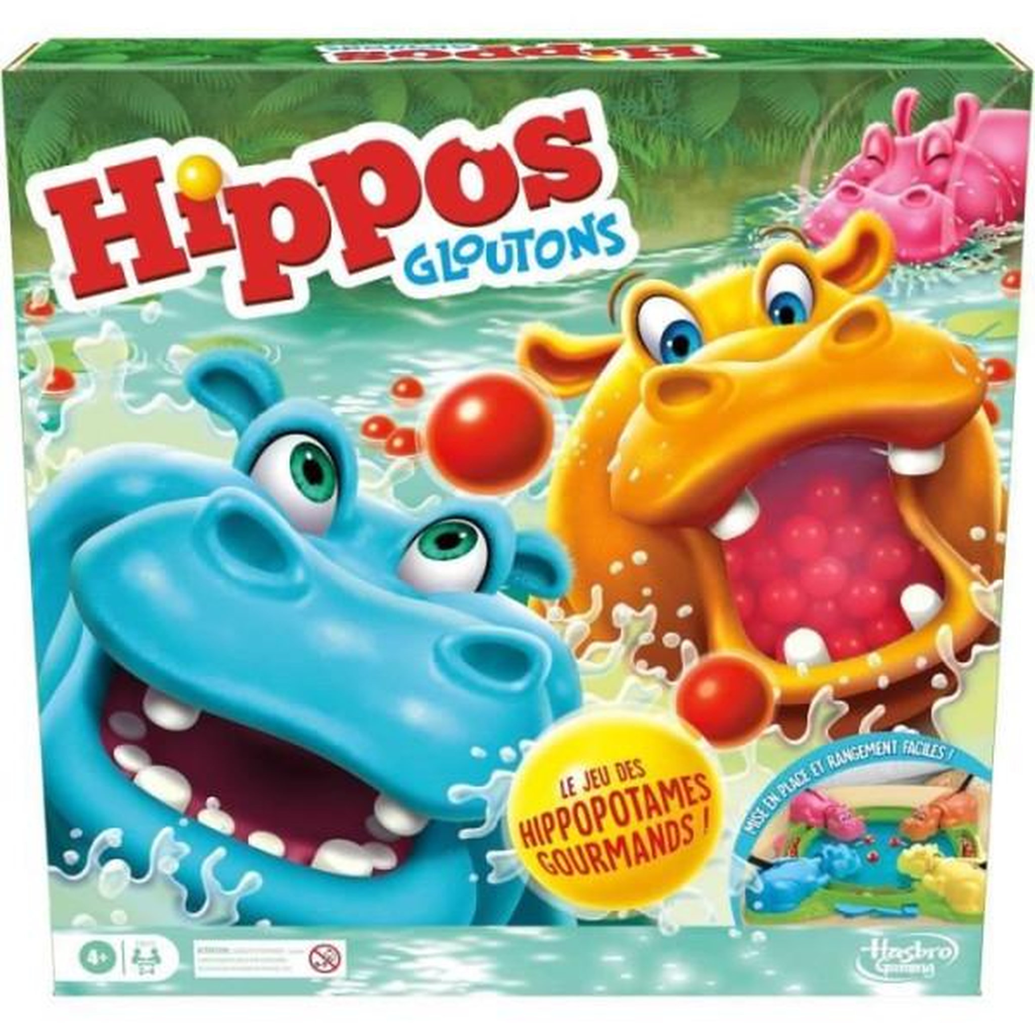 HASBRO Hippos gloutons, jeu de société enfant, jeu de plateau, des 4 ans, pour 2 a 4 joueurs, Hasbro Gaming