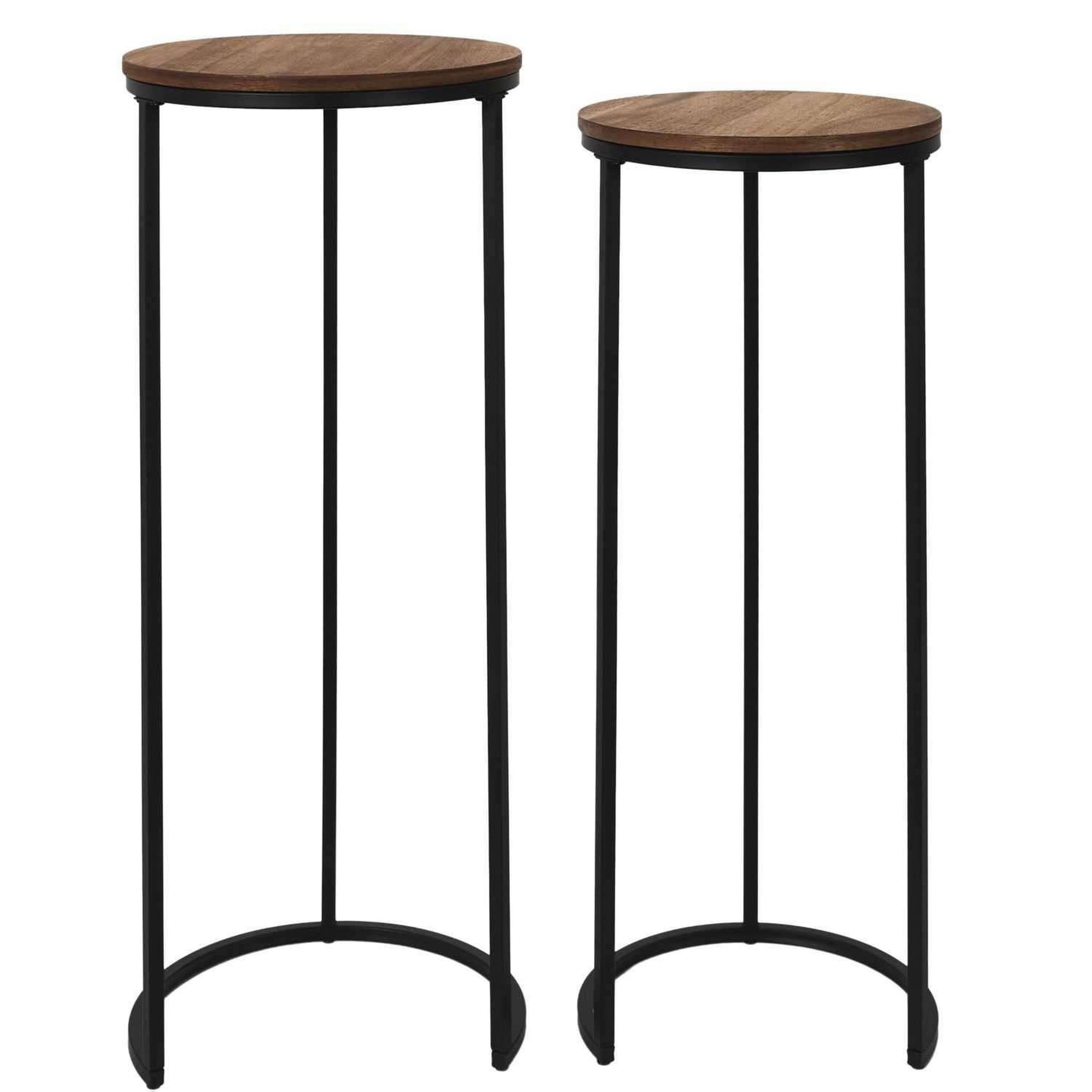 Voir la diapositive 3 : The Home Deco Factory Lot de 2 selettes gigognes effet acacia et métal visby - marron et noir