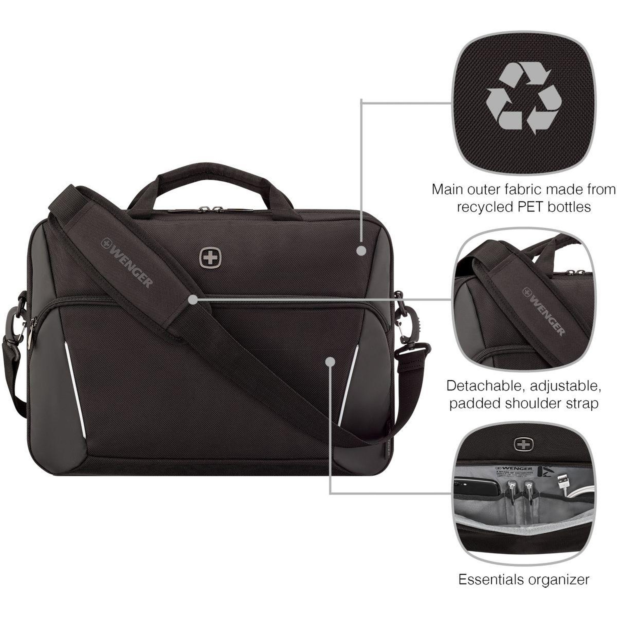 Voir la diapositive 4 : Wenger Sacoche 16'' XE compact brief Noire