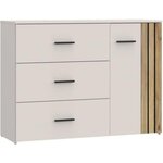 Commode - WAIKATO - 3 tiroirs - 1 porte - Blanc - 119,9 x 41,3 x 89,7 cm