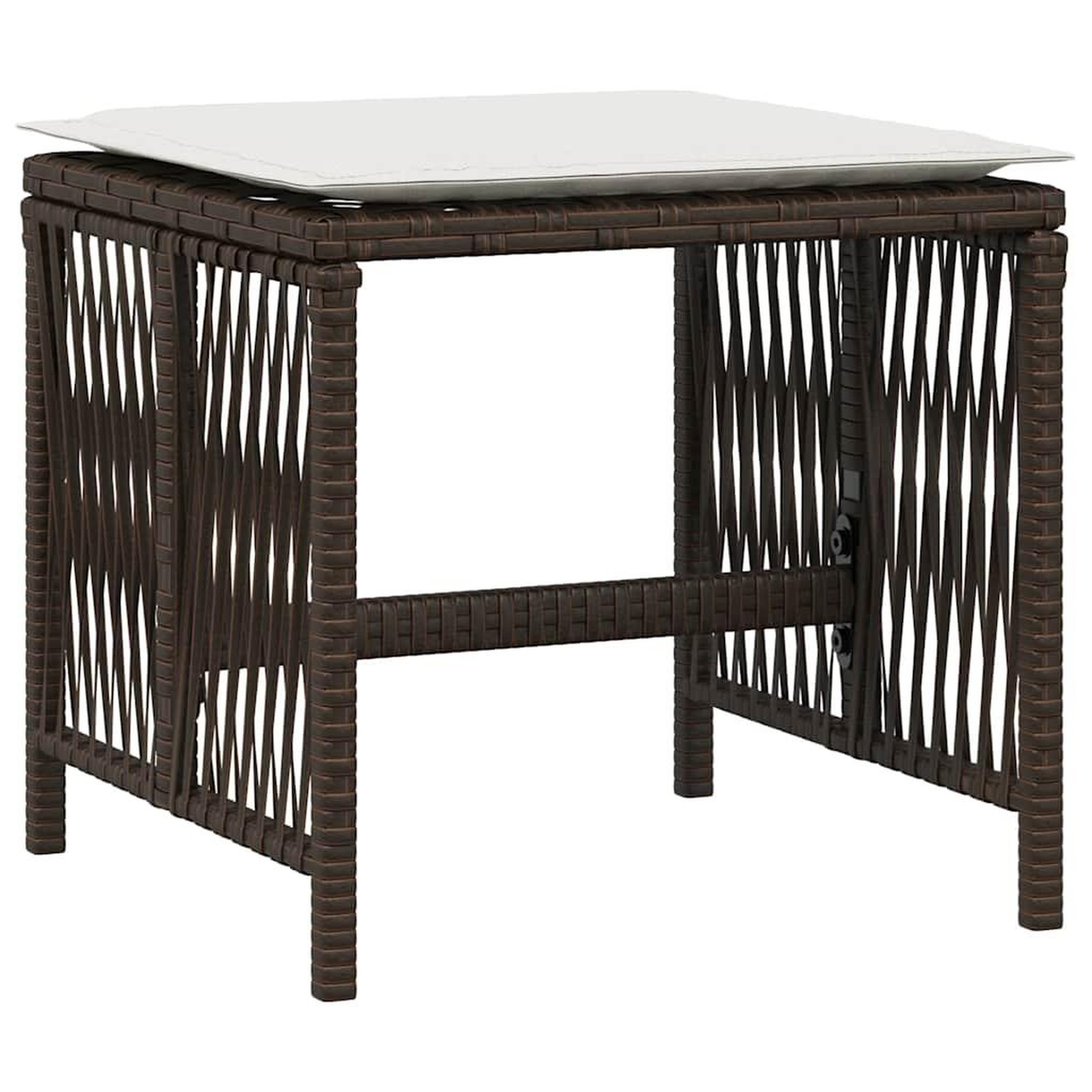Voir la diapositive 4 : VIDAXL Tabourets de jardin et coussins lot de 4 marron resine tressee