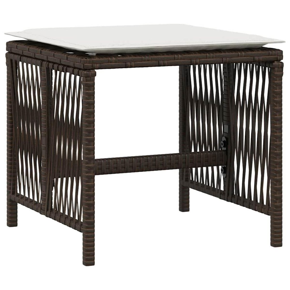 VIDAXL Tabourets de jardin et coussins lot de 4 marron resine tressee