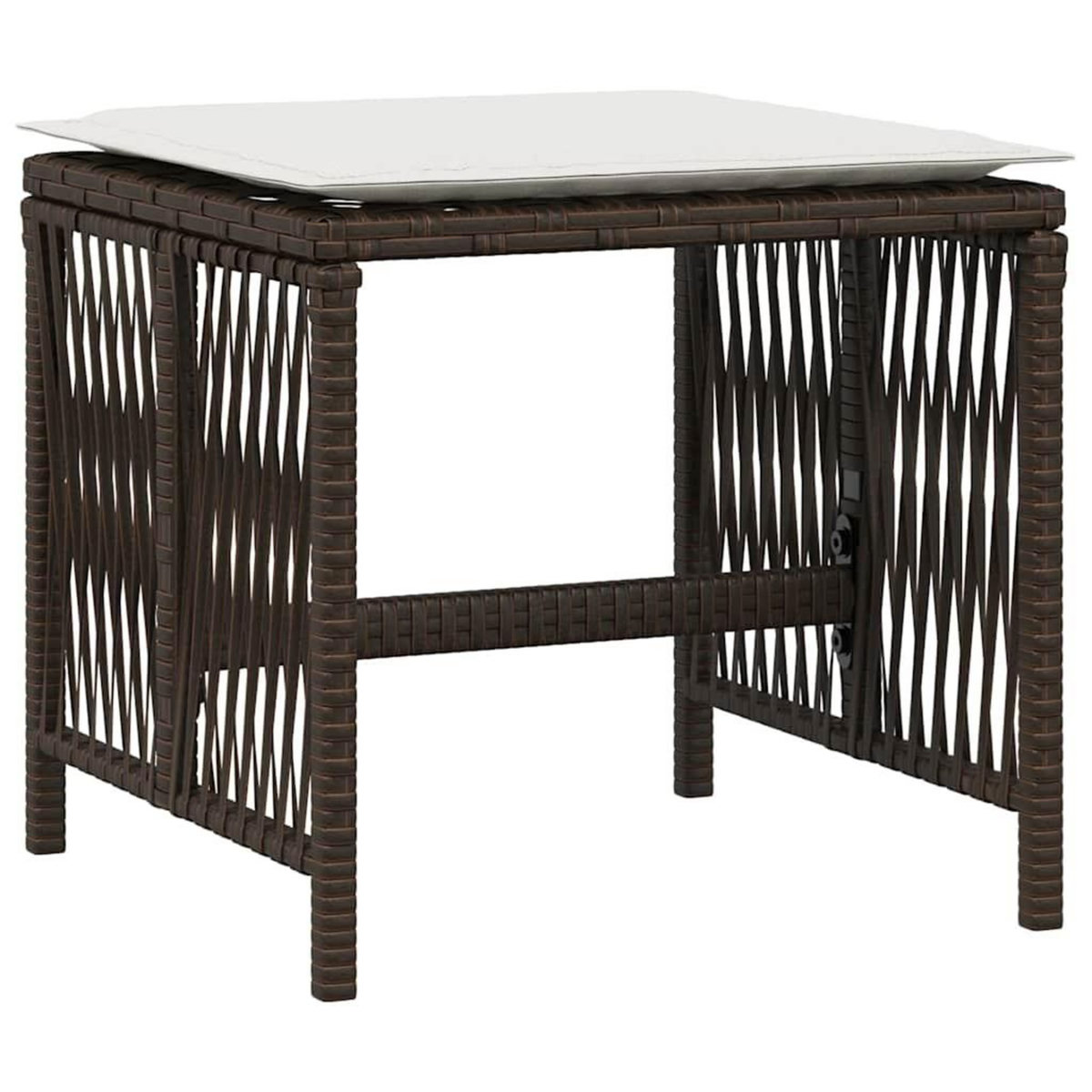 VIDAXL Tabourets de jardin et coussins lot de 4 marron resine tressee