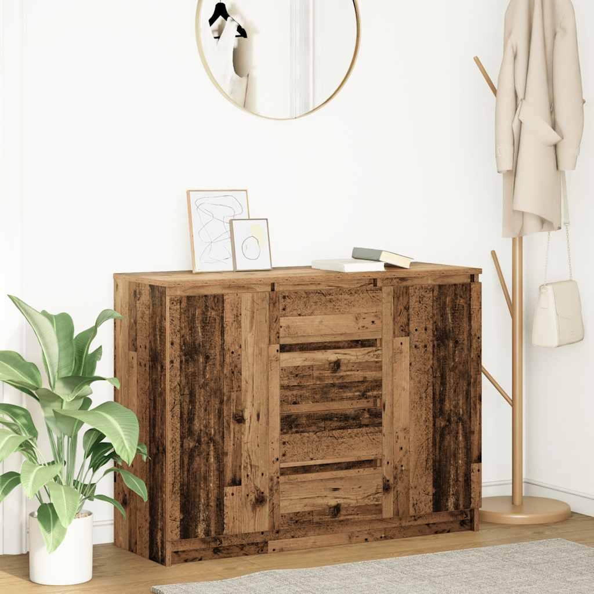 VIDAXL Buffet avec tiroirs vieux bois 100,5x35x76 cm bois d'ingenierie
