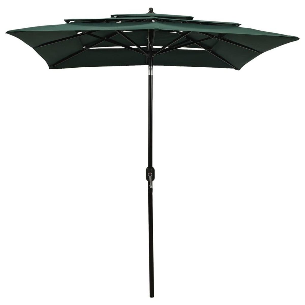 VIDAXL Parasol de jardin a 3 niveaux avec mat en aluminium vert 2x2 m