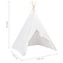 Voir la diapositive 6 : VIDAXL Tente tipi d'enfants avec sac Peau de peche Blanc 120x120x150cm