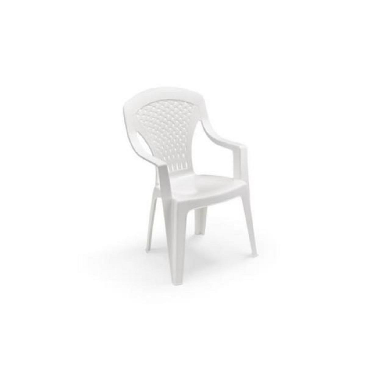 MARKET24 Lot de 4 Fauteuils de jardin monobloc empilable Capri - 56 x 58 x 90 cm - Blanc