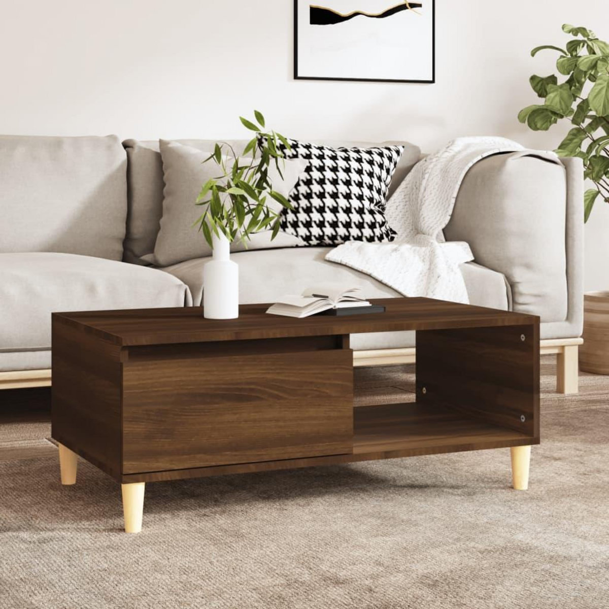 VIDAXL Table basse Chene marron 90x50x36,5 cm Bois d'ingenierie