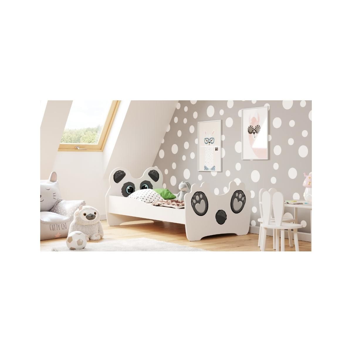 KOBI Lit simple enfant  PANDA 140 avec matelas