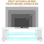 Voir la diapositive 5 : HOMCOM Meuble banc TV sur pieds avec lumières LED - 2 étagères en verre trempé pour télévision jusqu'à 60 pouces style contemporain - 145 x 40 x 45 cm blanc