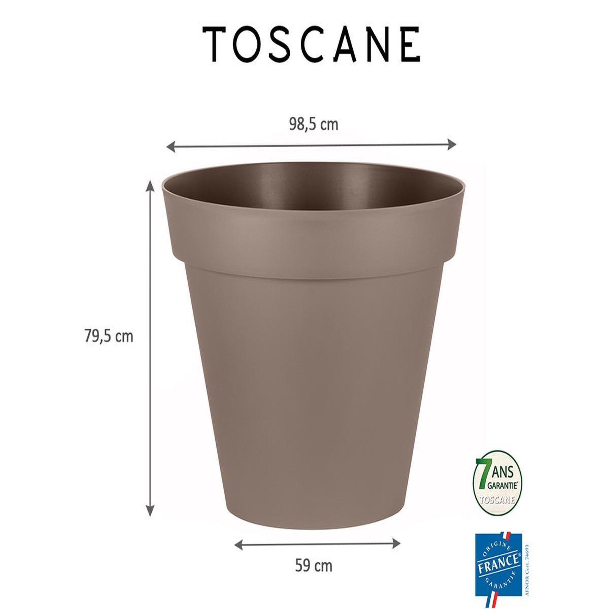 Voir la diapositive 2 : Eda Pot de fleur rond Toscane Ø 100 x H.79 cm - Taupe - Eda