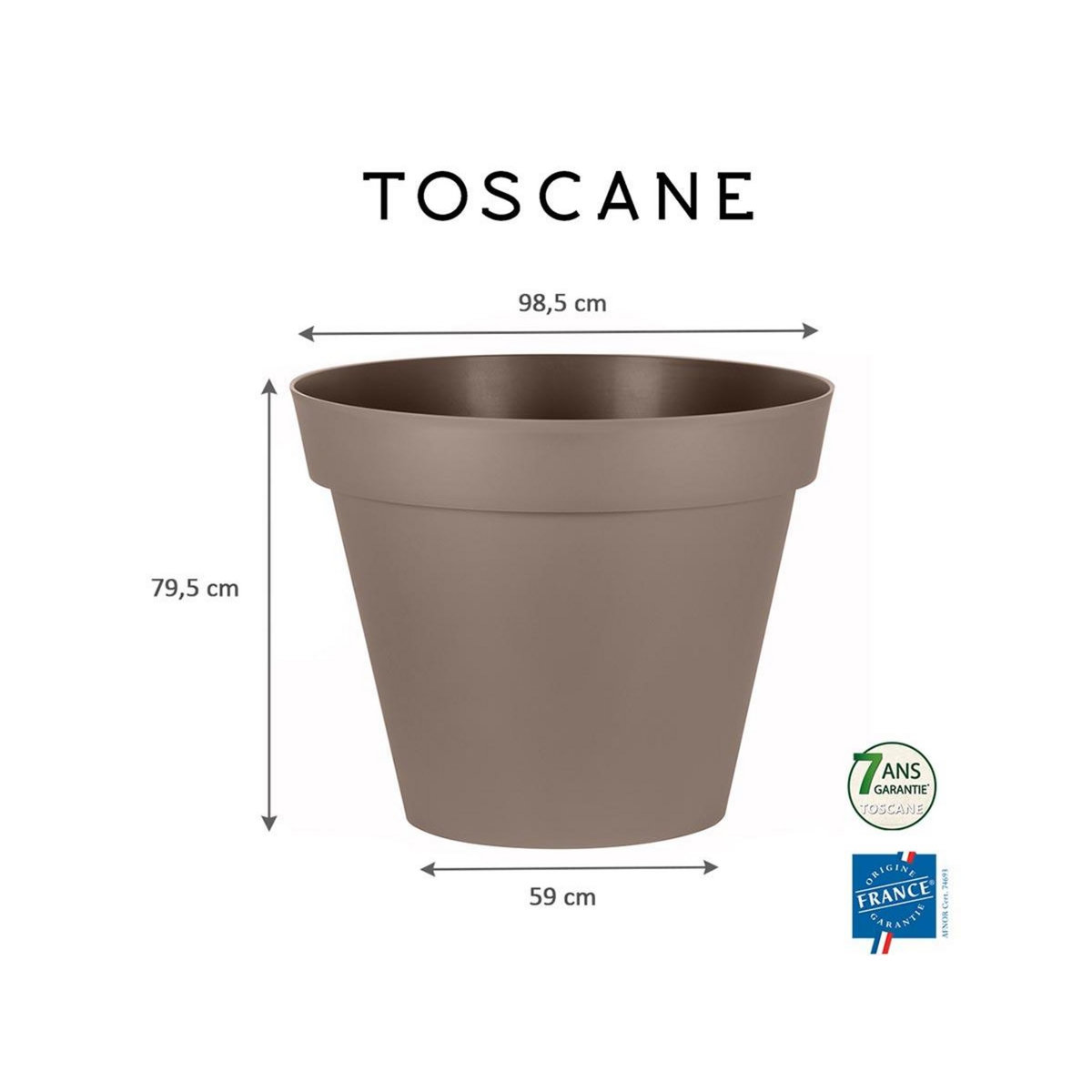 Eda Pot de fleur rond Toscane Ø 100 x H.79 cm - Taupe - Eda