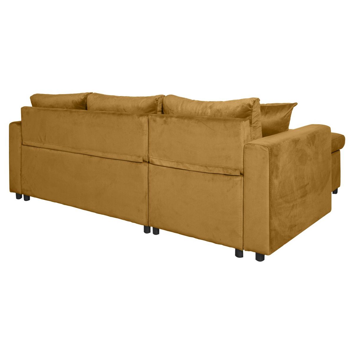 Canapé d'angle réversible convertible avec coffre en tissu ou velours GERALDINE 