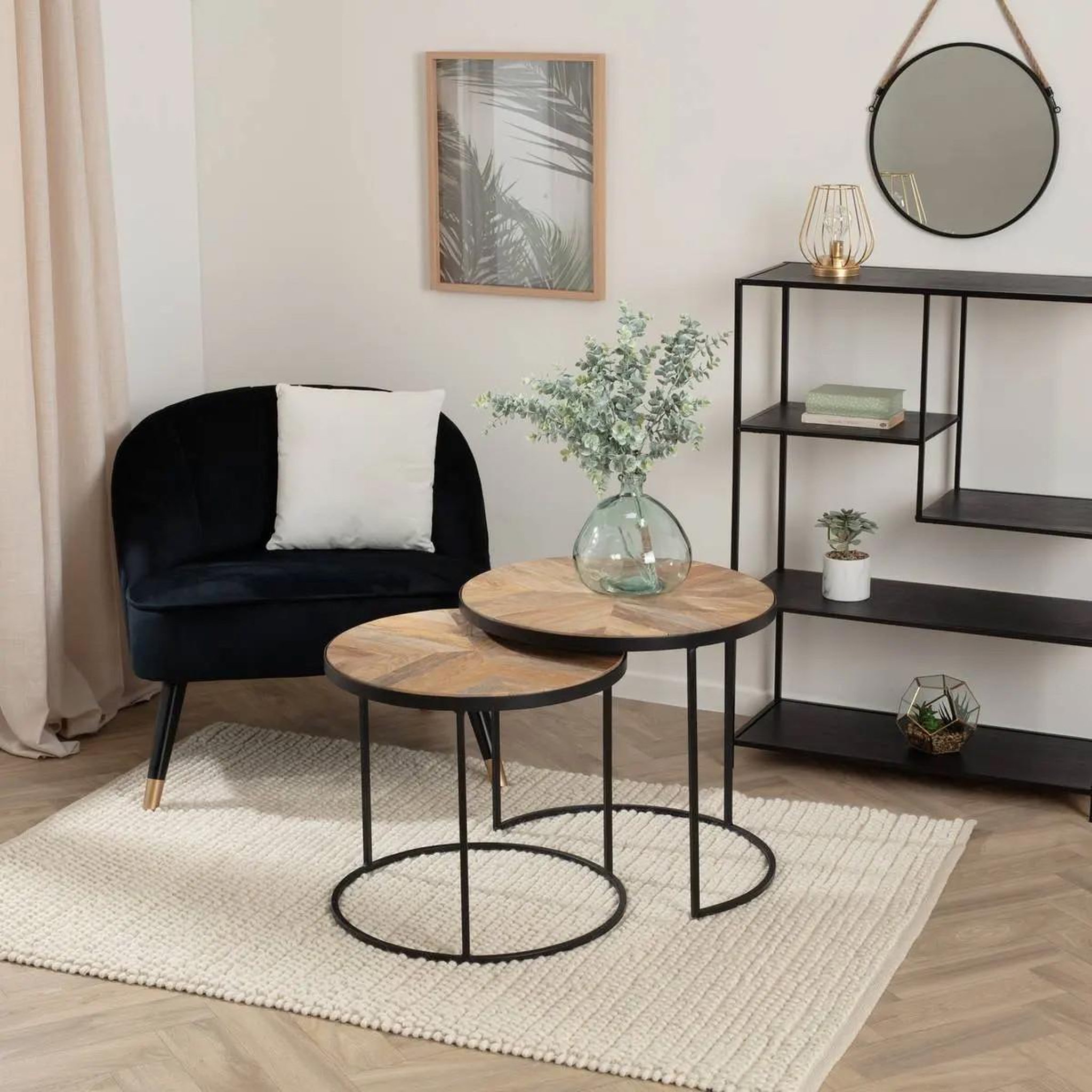 Voir la diapositive 6 : ATMOSPHERA Lot de 2 tables à café en bois  basile  56cm marron