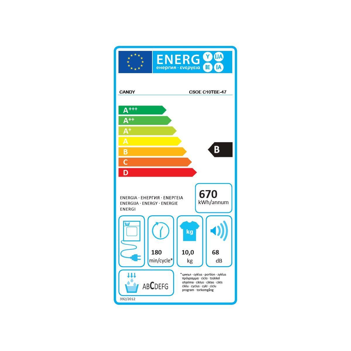 Candy Sèche linge à condensation CSOE C10TBE-47