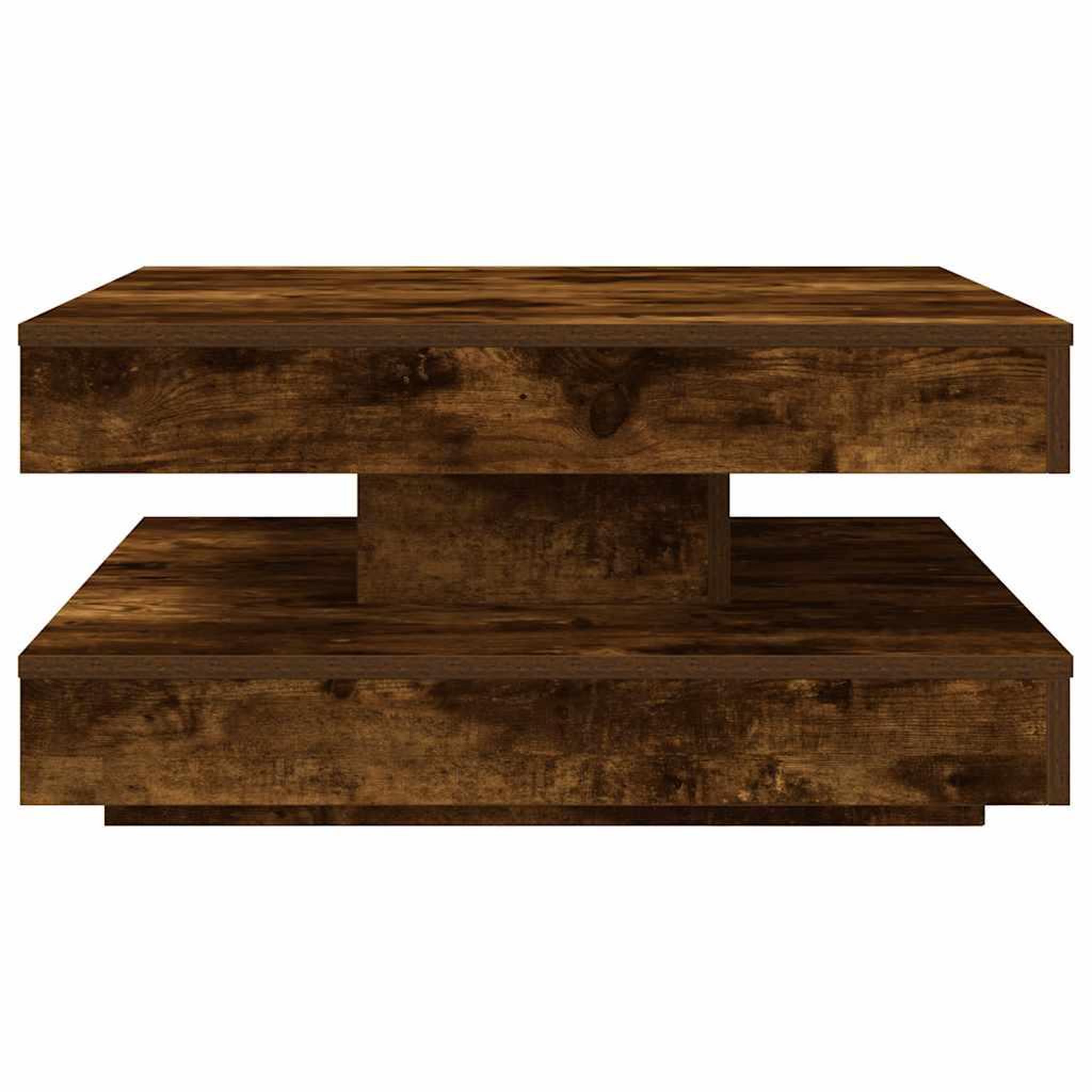 Voir la diapositive 4 : VIDAXL Table basse rotative a 360 degres chene fume 70x70x34,5 cm