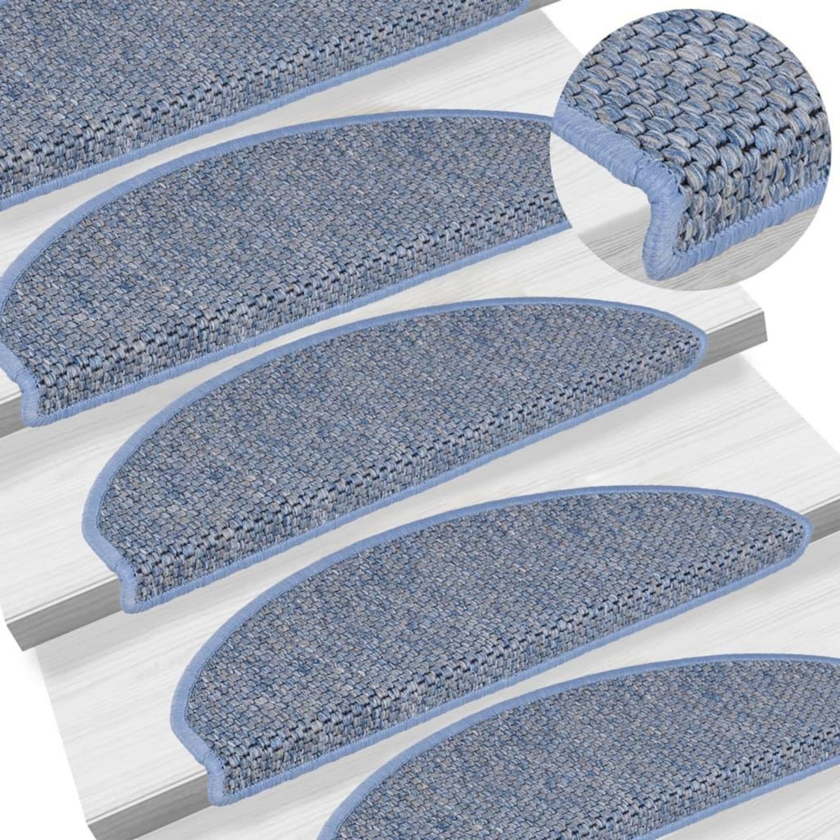 VIDAXL Tapis d'escalier autocollants 15 pcs 65x21x4 cm Bleu