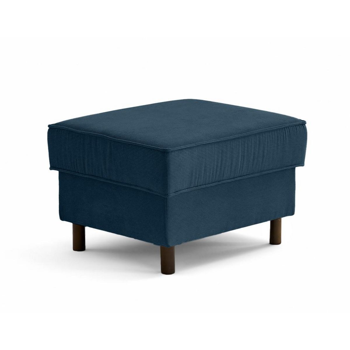 LISA DESIGN Jake - pouf en velours côtelé - pieds bois foncé