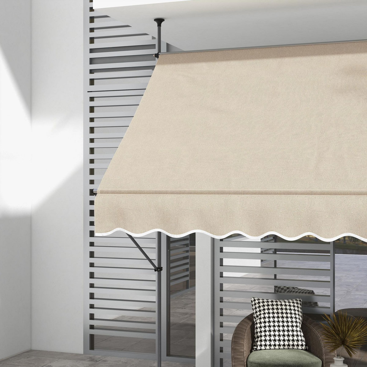 OUTSUNNY Store banne autoportant manuel rétractable 2,5L x 1,2l x 2,1-3H m inclinaison réglable métal alu polyester sable