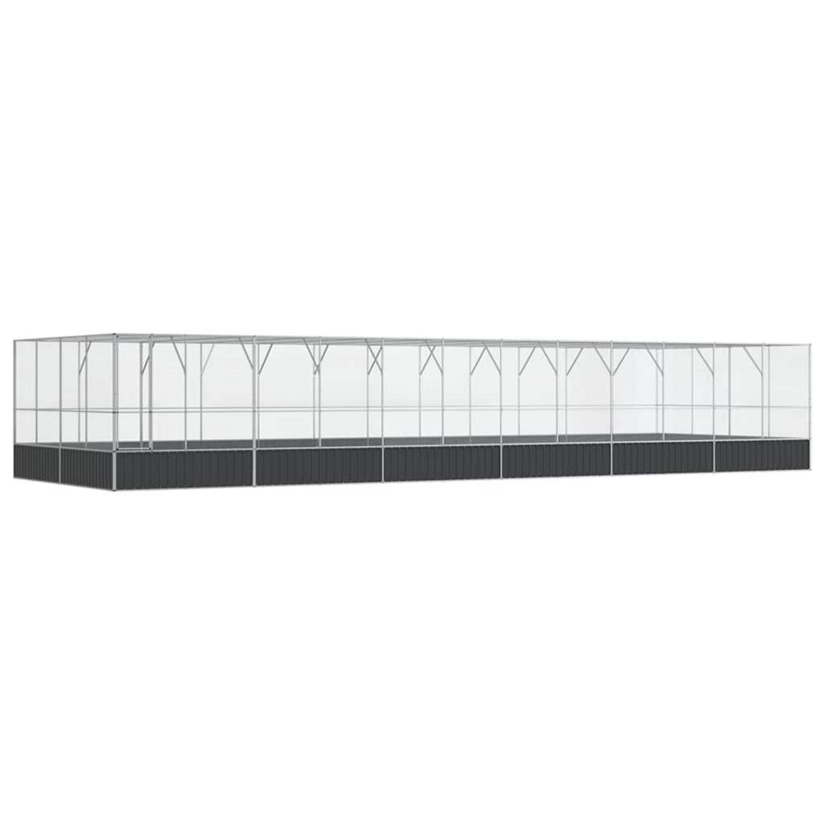 VIDAXL Voliere avec extension argente 1246x414x212 cm acier