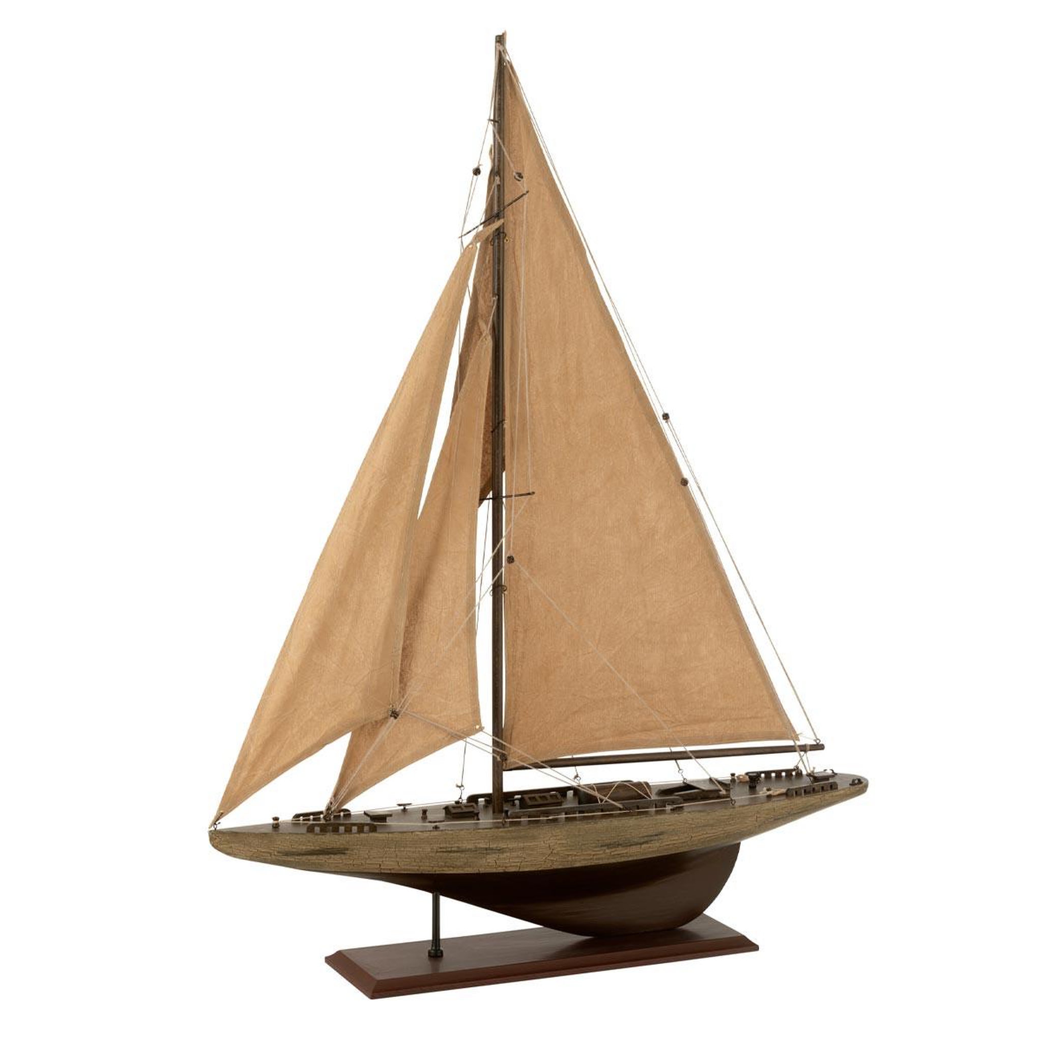 J-LINE Voilier Déco en Bois  Harrison  94cm Marron