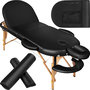 Voir la diapositive 1 : tectake Table de massage ovale 3 zones avec rembourrage de 5cm et châssis en bois et rouleaux