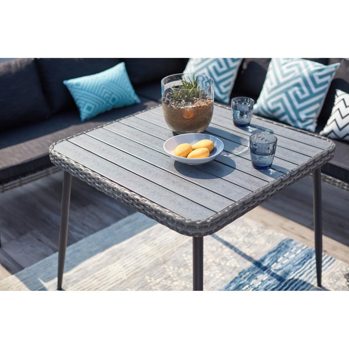 CONCEPT USINE Salon de jardin 9 places en résine gris BARACOA