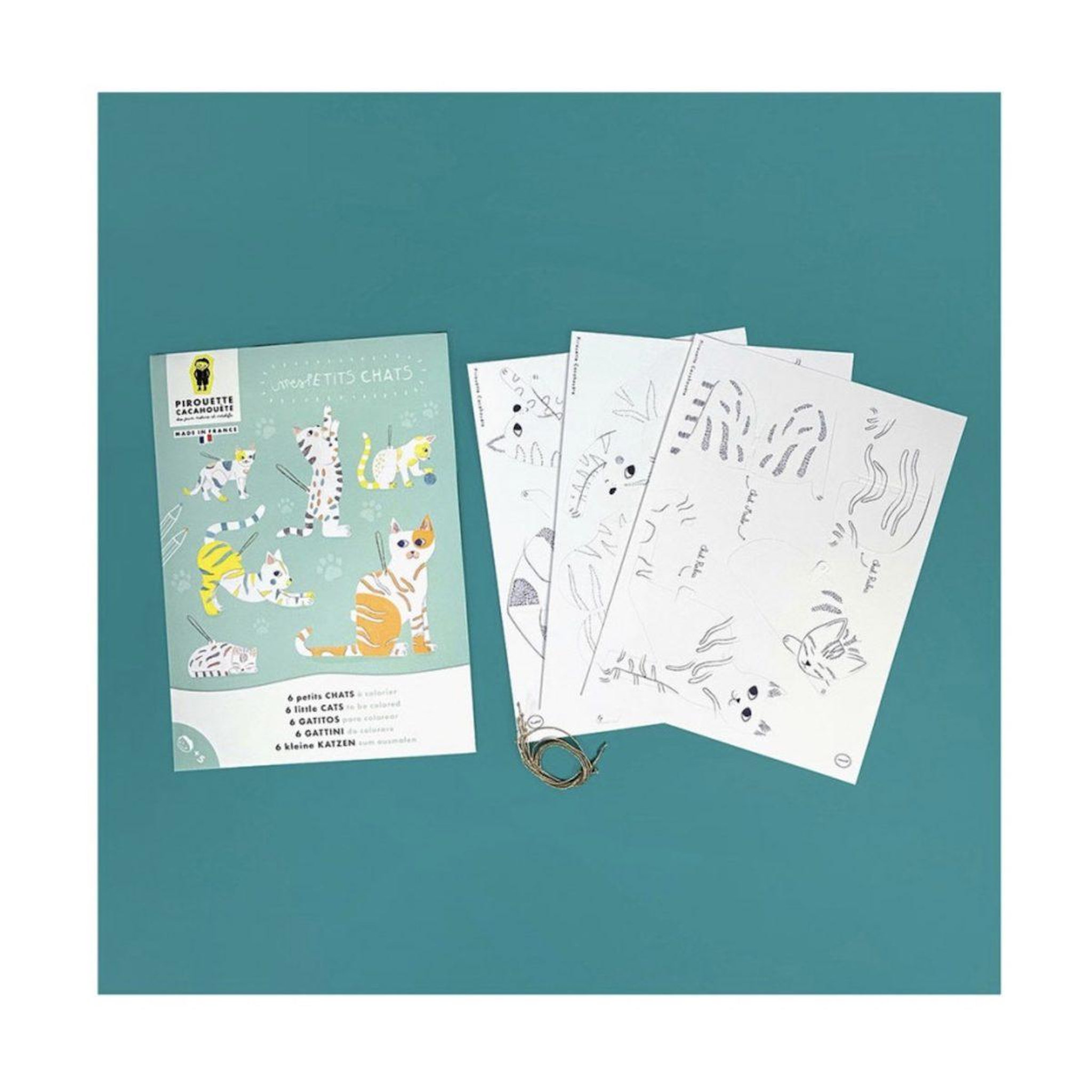 Voir la diapositive 2 : PIROUETTE CACAHOUETE Kit creatif chats a colorier