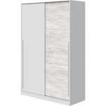 MARKET24 Armoire TOP - Décor blanc artik et chene nodi - 2 Portes coulissantes - L200 x H121 x P50 cm
