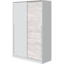 Voir la diapositive 1 : MARKET24 Armoire TOP - Décor blanc artik et chene nodi - 2 Portes coulissantes - L200 x H121 x P50 cm