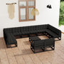 Voir la diapositive 1 : VIDAXL Salon de jardin 13 pcs avec coussins noir bois de pin massif
