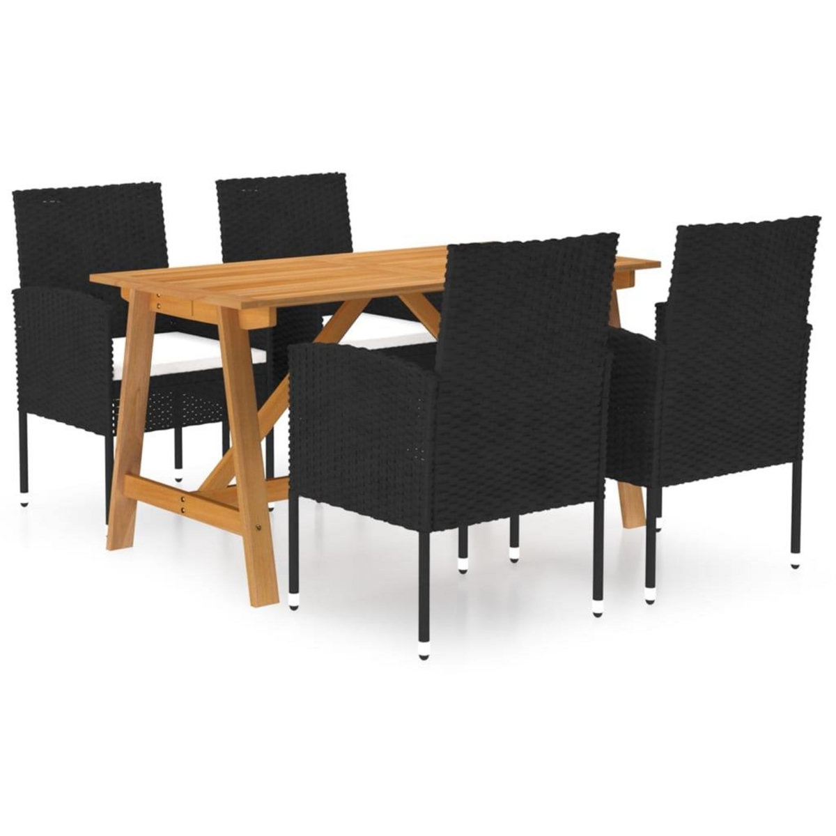 VIDAXL Ensemble a manger de jardin 5 pcs Noir