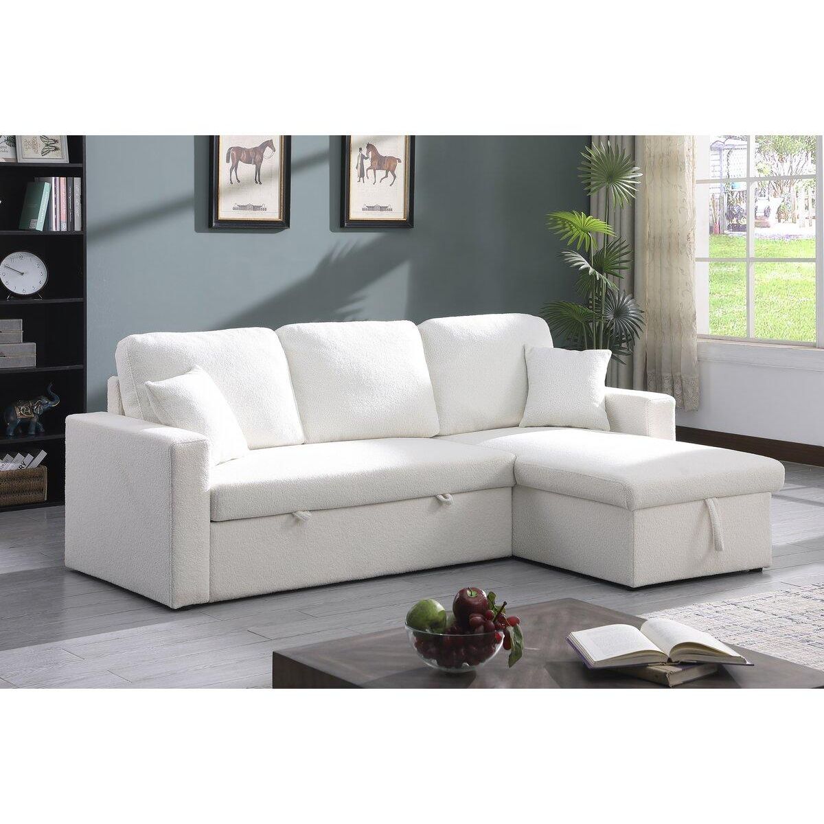 Habitat et Jardin Canapé d'angle convertible/reversible avec coffre  Alain  - 3 places - Bouclettes -  Blanc