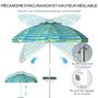 Voir la diapositive 5 : OUTSUNNY Parasol inclinable réglable de plage protection UV50+ Ø190 cm sac et porte-gobelets inclus