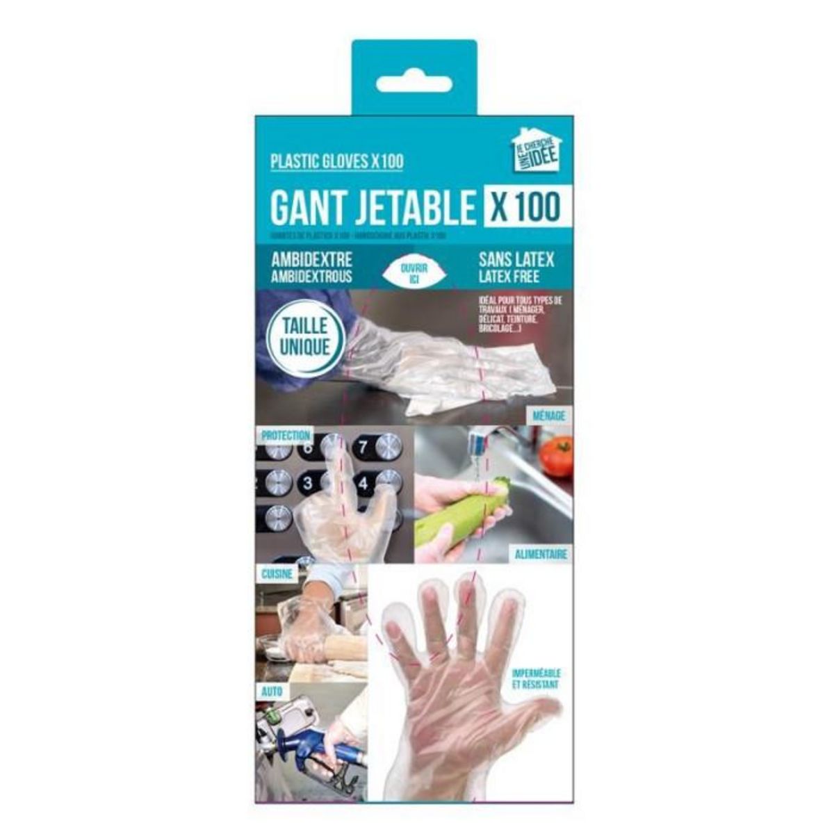 Paris Prix Lot de 100 Gants de Ménage  Jetable  21cm Blanc