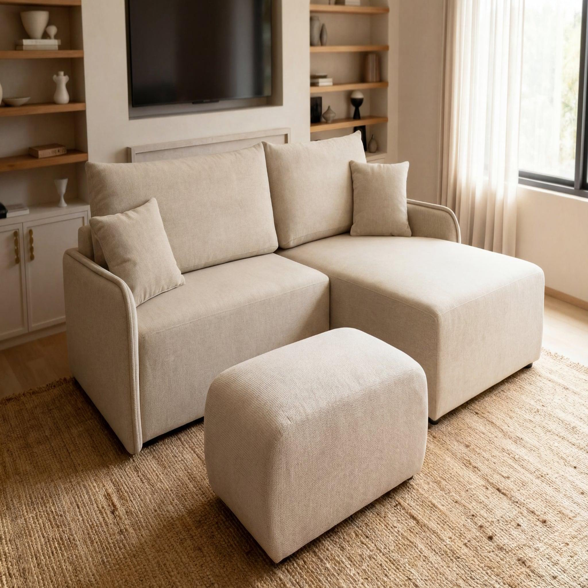 Voir la diapositive 4 : CASANOVA PARIS Sacha - pouf en tissu chiné 105x57x40